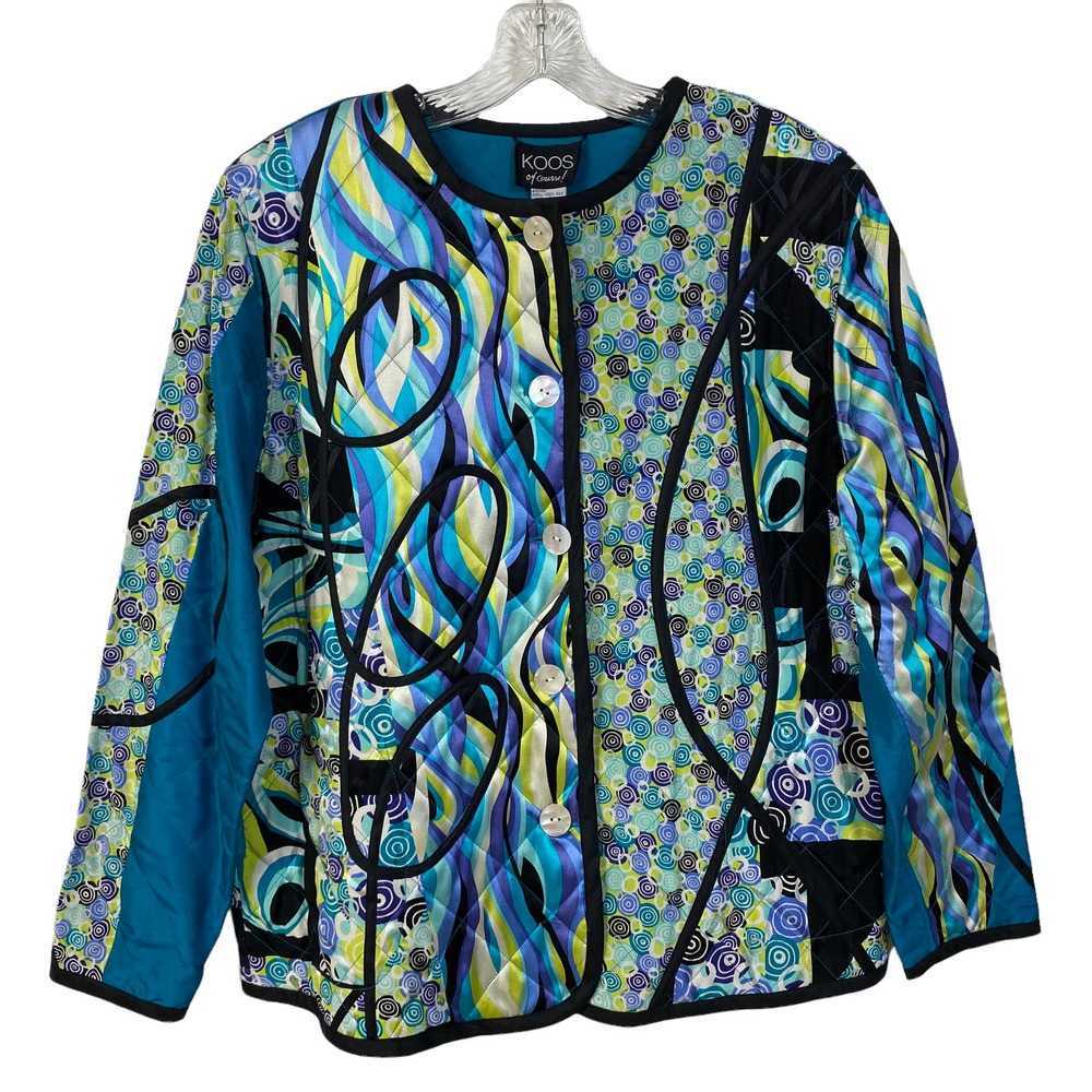 KOOS of COURSE! Quilted Jacket 100% Silk Colorful Size M